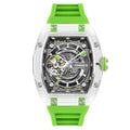 Skeleton Automatic Watch, 43mm Dial with Luminous Hands, Self Winding Watch, 3 ATM Waterproof, Business Casual Sporty Design Men's Watch, with Rubber Strap